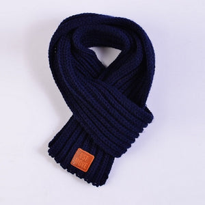 lovely cotton knitted kids scarf solid winter warm scarves children baby boy girl